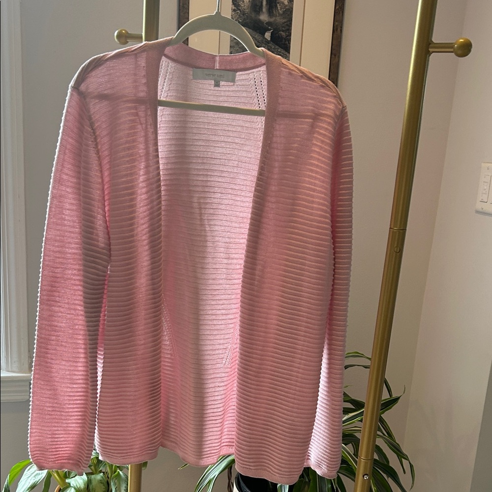 Verve Ami Pink Ribbed Open-Front Cardigan